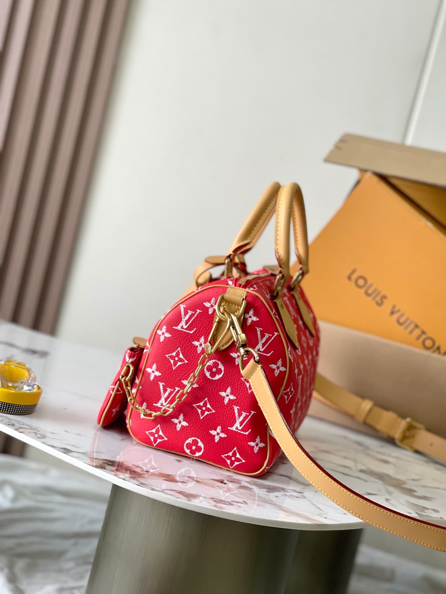 Louis Vuitton Speedy P9 Bandoulière 25 Soft calfskin Monogram Leather M24425 Red TOP