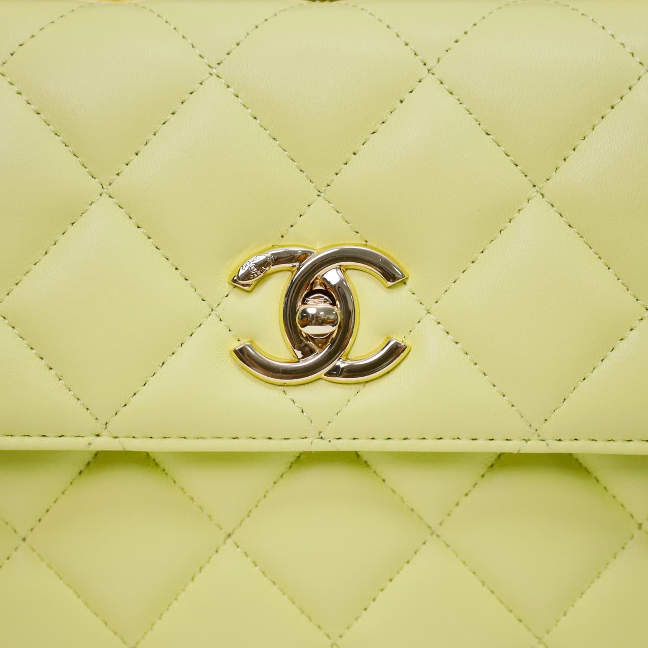 SMALL FLAP BAG WITH TOP HANDLE Lambskin Gold Metal Lemon yellow A