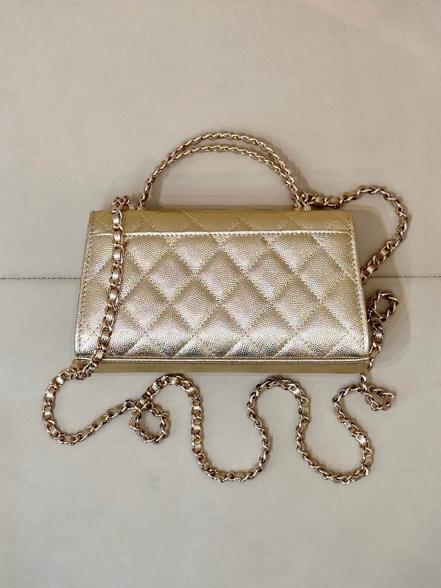 Chanel Clutch with chain Grained Calfskin&Gold-Tone Metal Gold AP3238 TOP