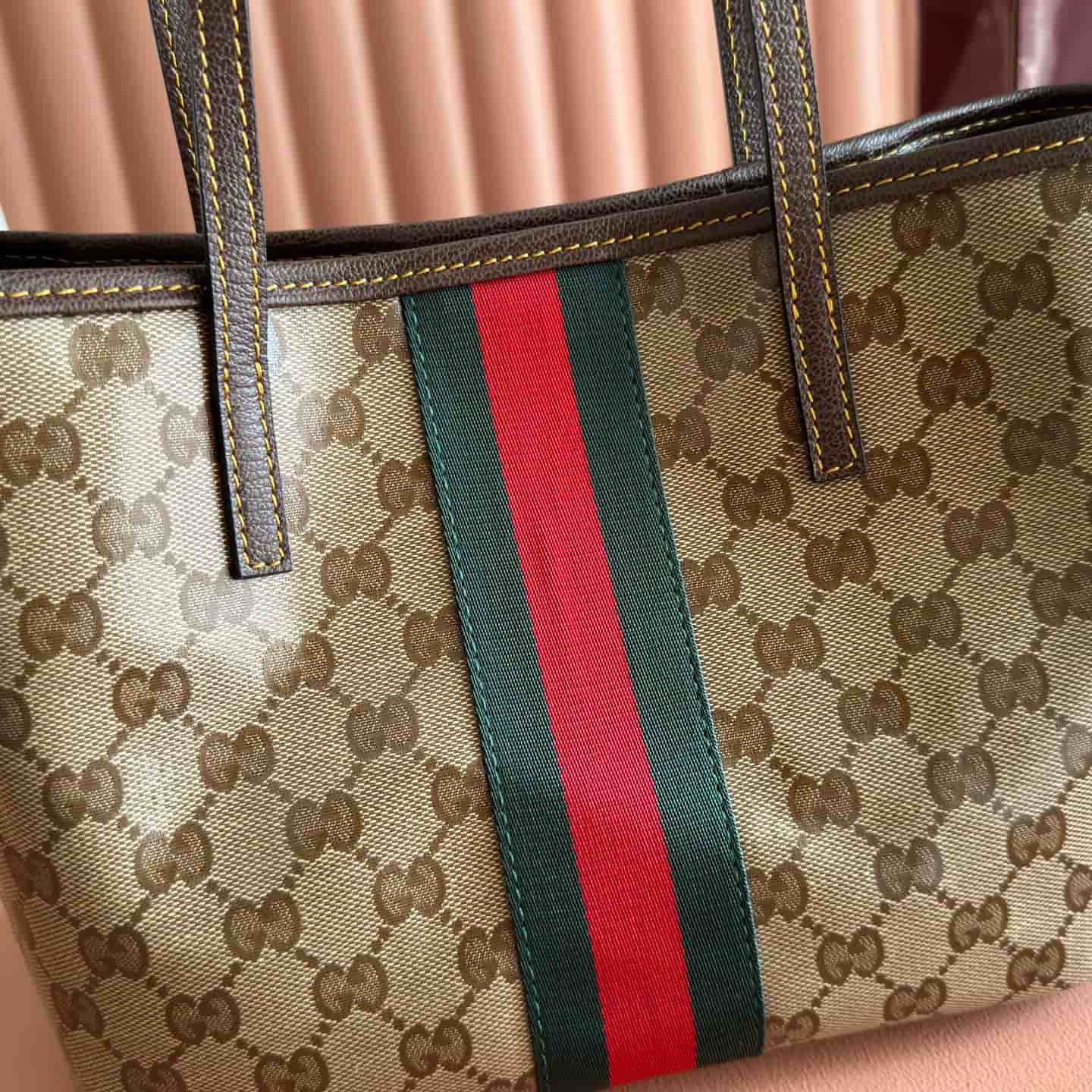 Gucci Tribeca small tote bag sand and brown GG canvas 875236 High