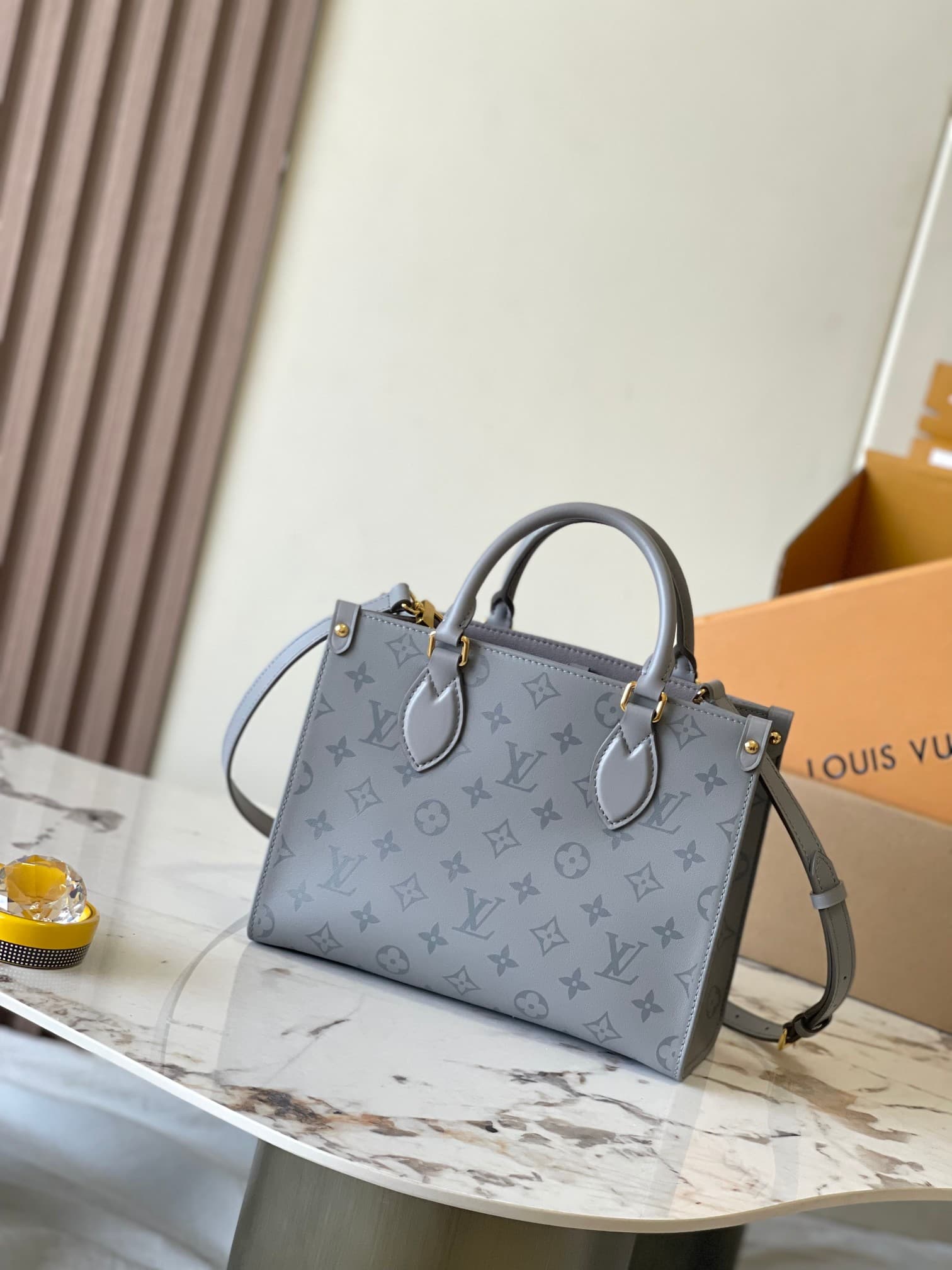 Louis Vuitton OnTheGo PM Trianon Gray Calfskin leather M12465 TOP