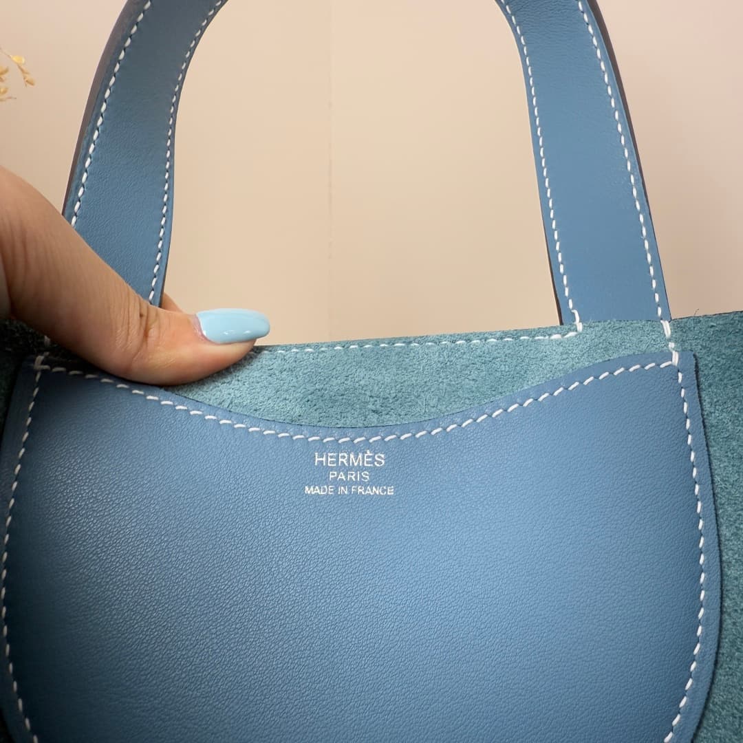 Hermès Picotin In-The-Loop 18 bag Silver/Gold Metal Bleu Jean Wax High