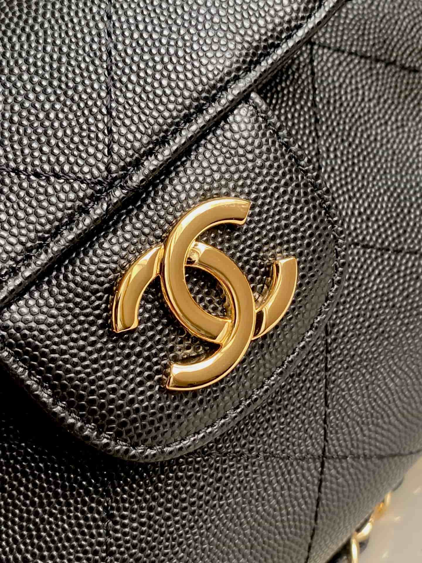 Chanel Tote Bag Grained Calfskin&Gold-Tone Metal Black AS6025 High
