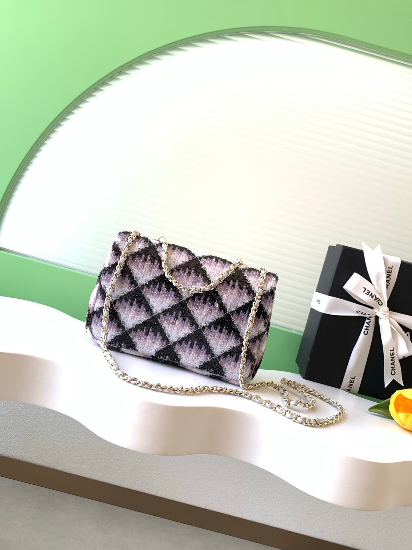 Chanel Flap Bag Sequins & Gold-Tone Metal AS4561  A