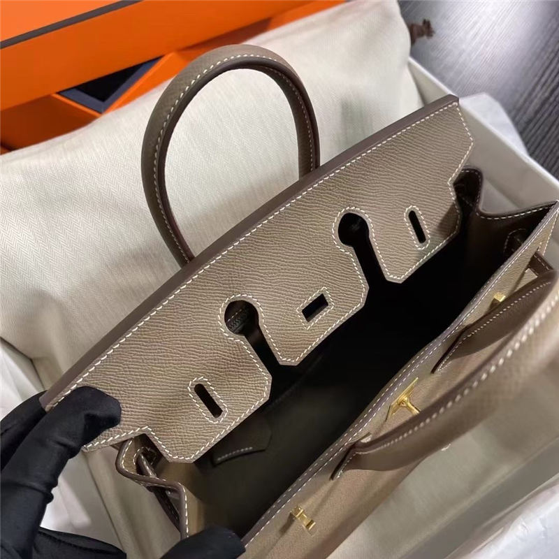 Hermes Birkin Sellier Bag Epsom Leather WAX Etoupe Gold-Metal High