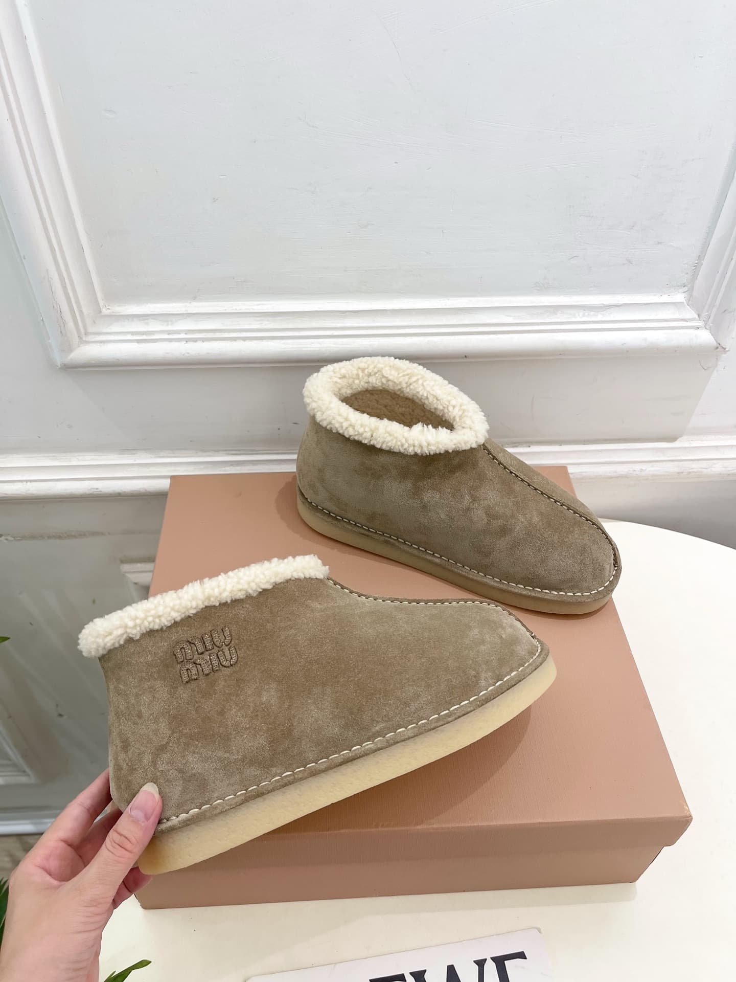 Miu Miu shearling-trimmed Suede Boots