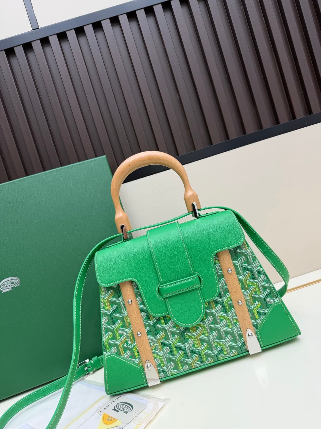 Saïgon PM Bag Goyardine Canvas & Clamecy Cowhide Green High