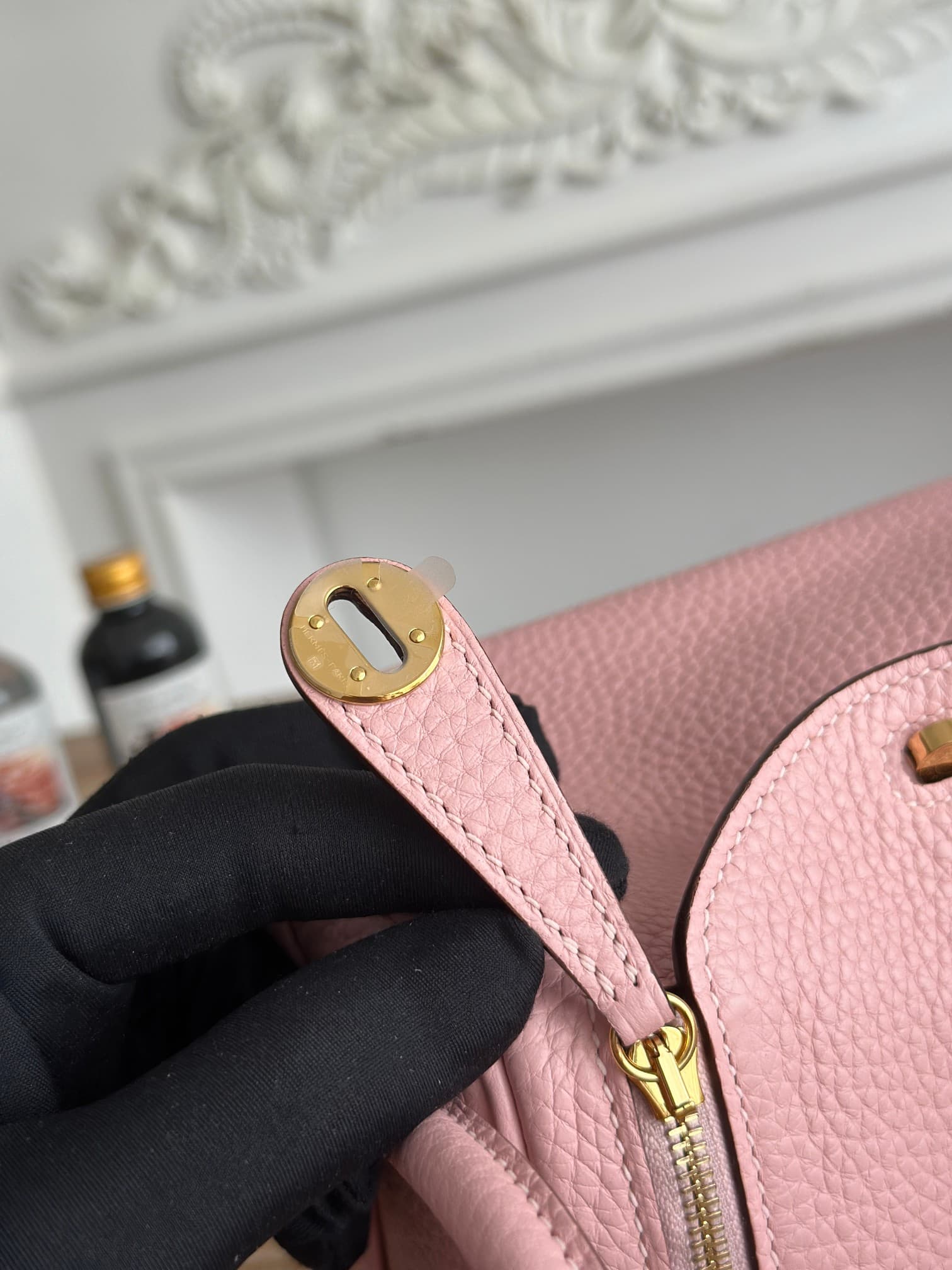 Hermes Lindy Mini Bag Clemence Leather In Rose Sakura WAX High