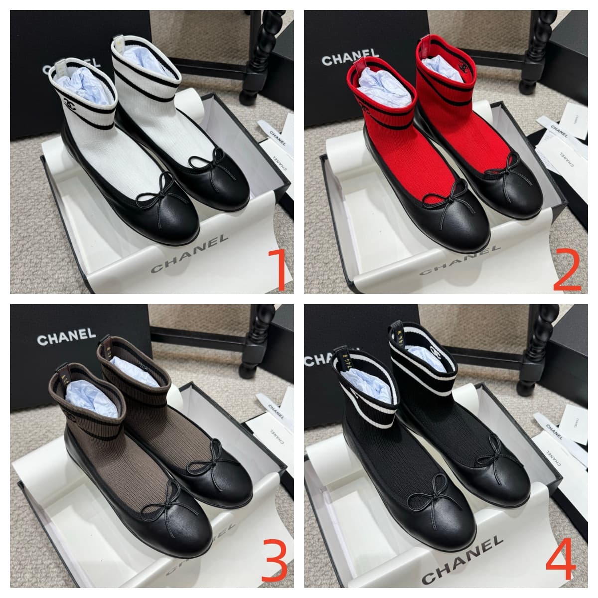 Chanel Knit Trainers Ballerina Flat Shoes Women