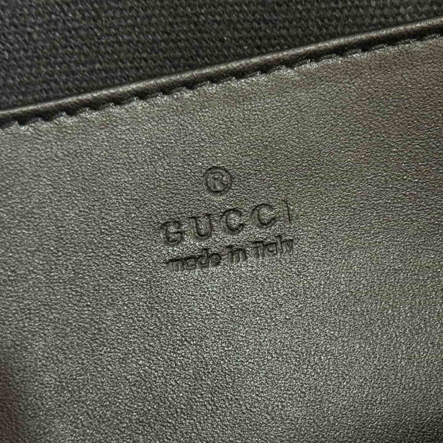 Gucci GG Emblem medium pouch Black embossed GG leather ‎850223 High