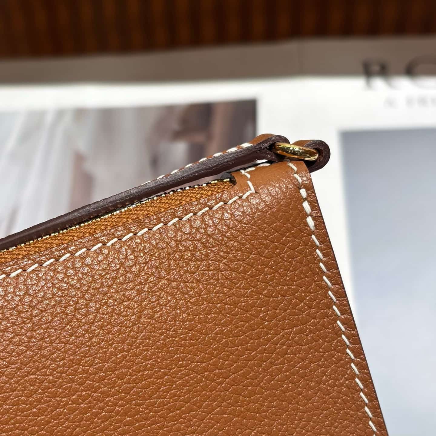 Hermes Zipengo Chaine d'Ancre To Go pouch Evergrain calfskin Gold WAX High