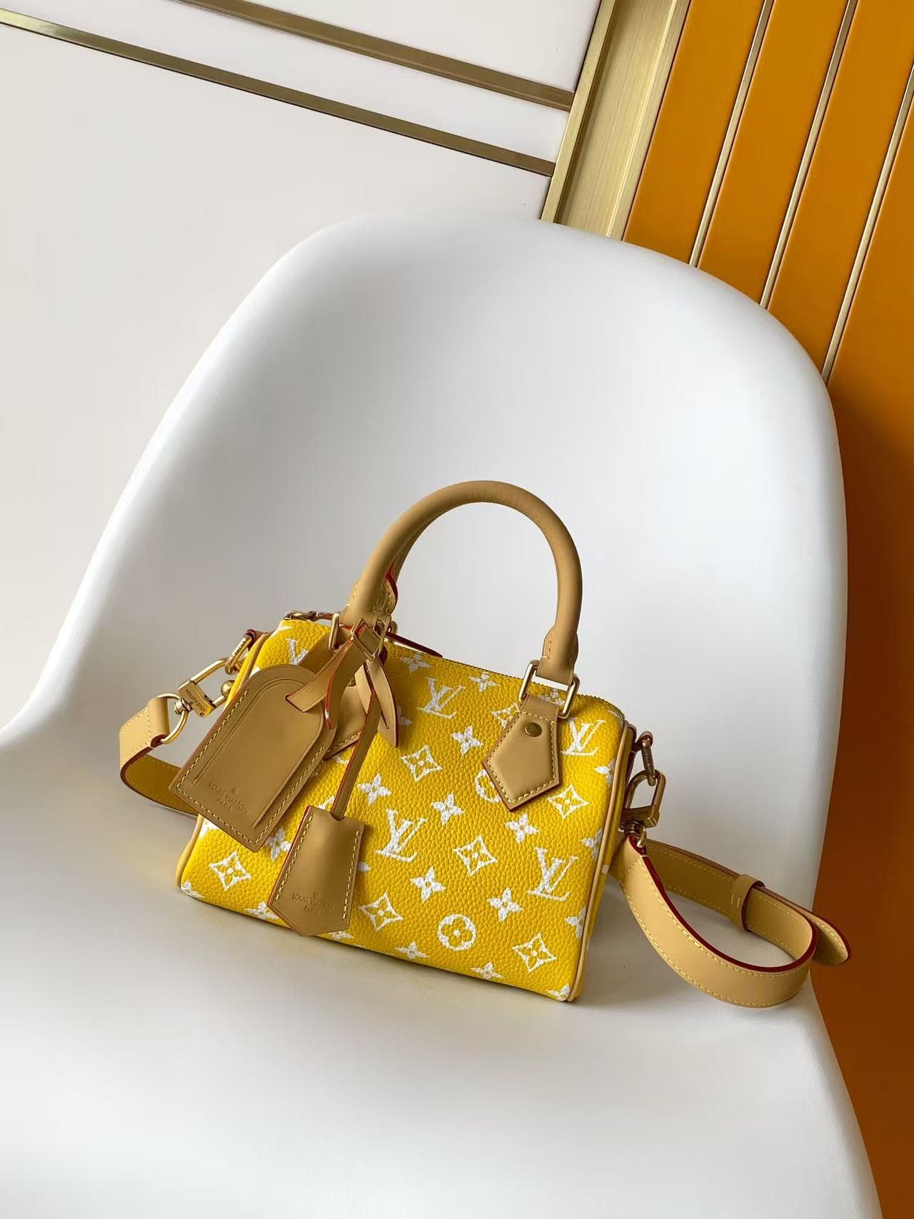 Louis Vuitton Speedy P9 Bandoulière 20 Yellow Calfskin leather M28186 High