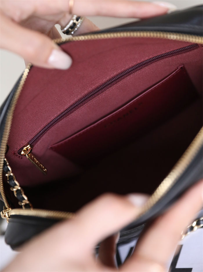 Chanel SMALL CAMERA CASE Shiny Lambskin & Gold-Tone Metal TOP
