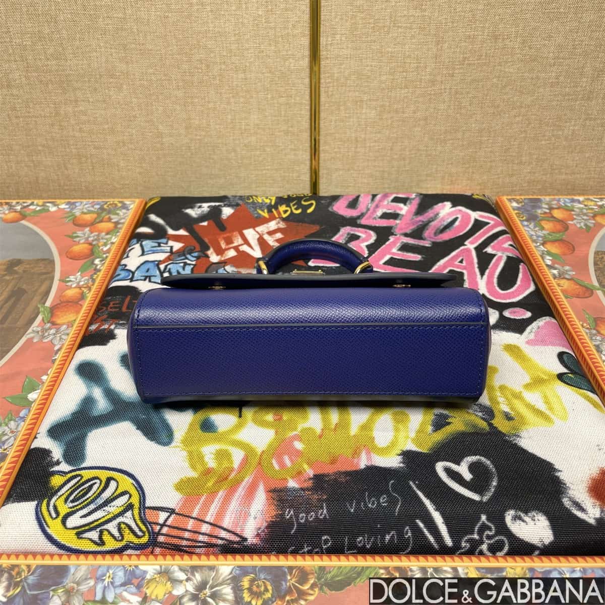 Dolce & Gabbana Miss Sicily top handle bag calfskin leather Royal blue high
