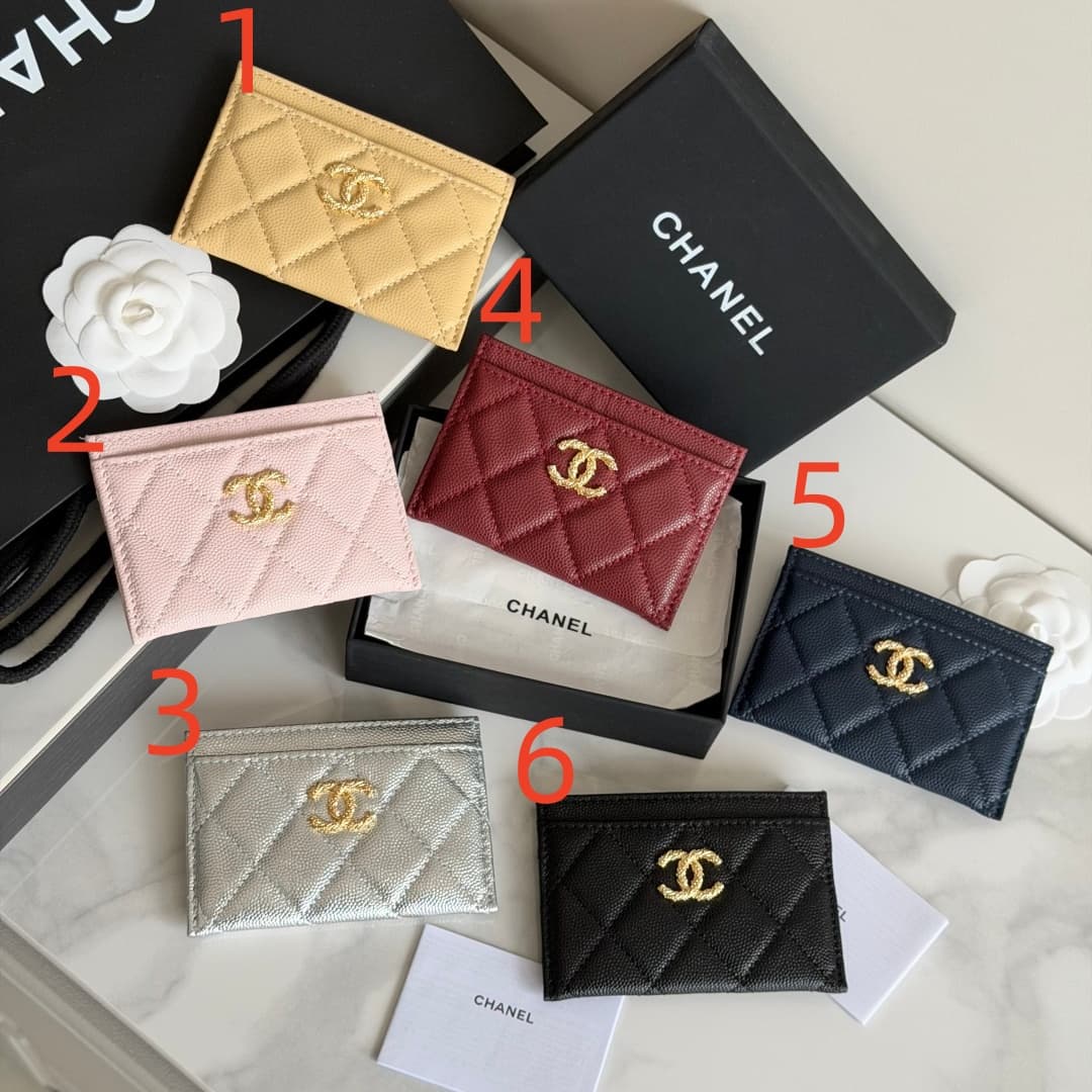 Chanel Card Holder Grained Calfskin Strass& Gold-Tone Metal AP5072 High
