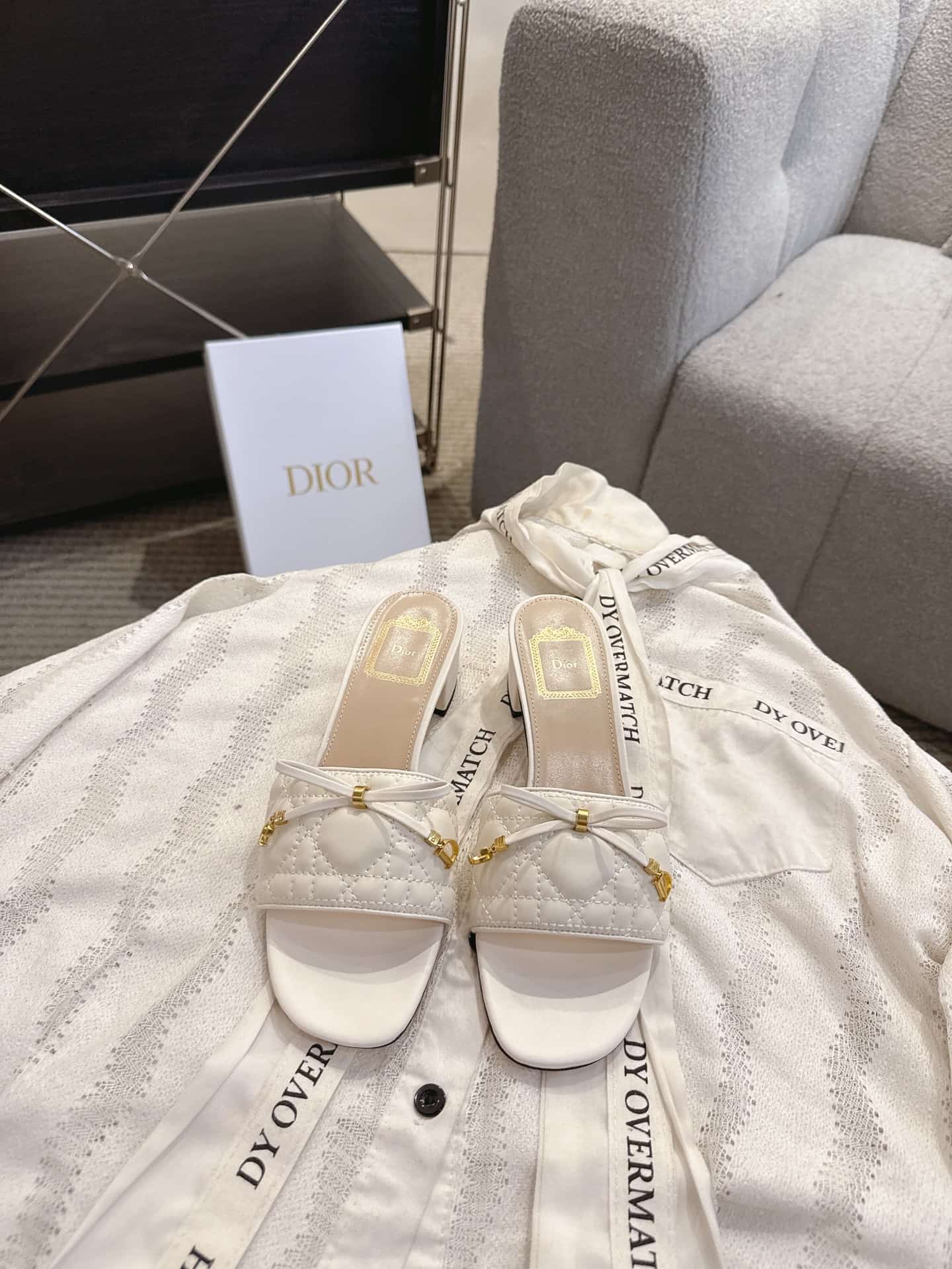 Dior Cannage Heeled Slide Shoes Women