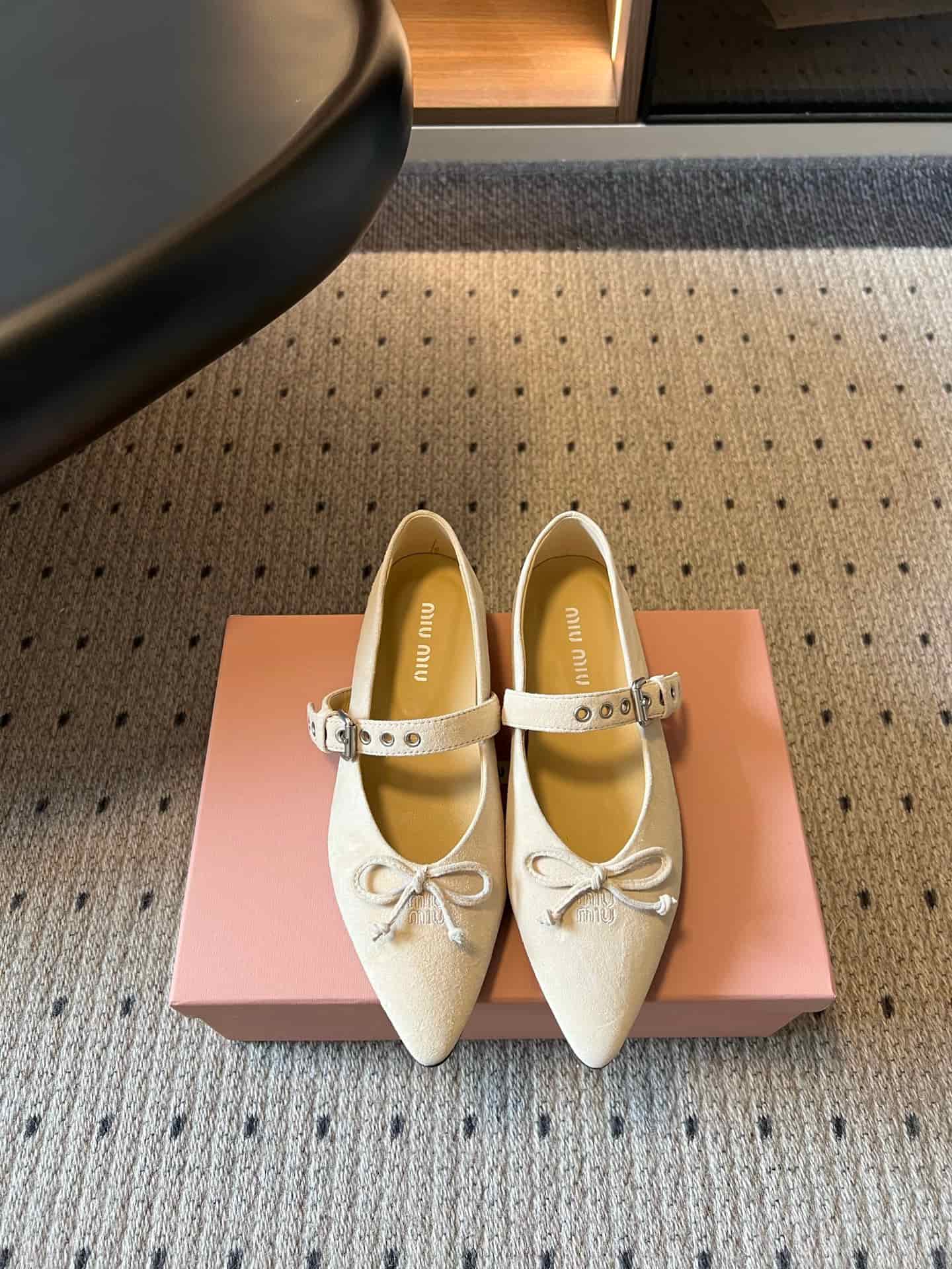 Miu Miu Pointed-toe Suede Ballet Flats