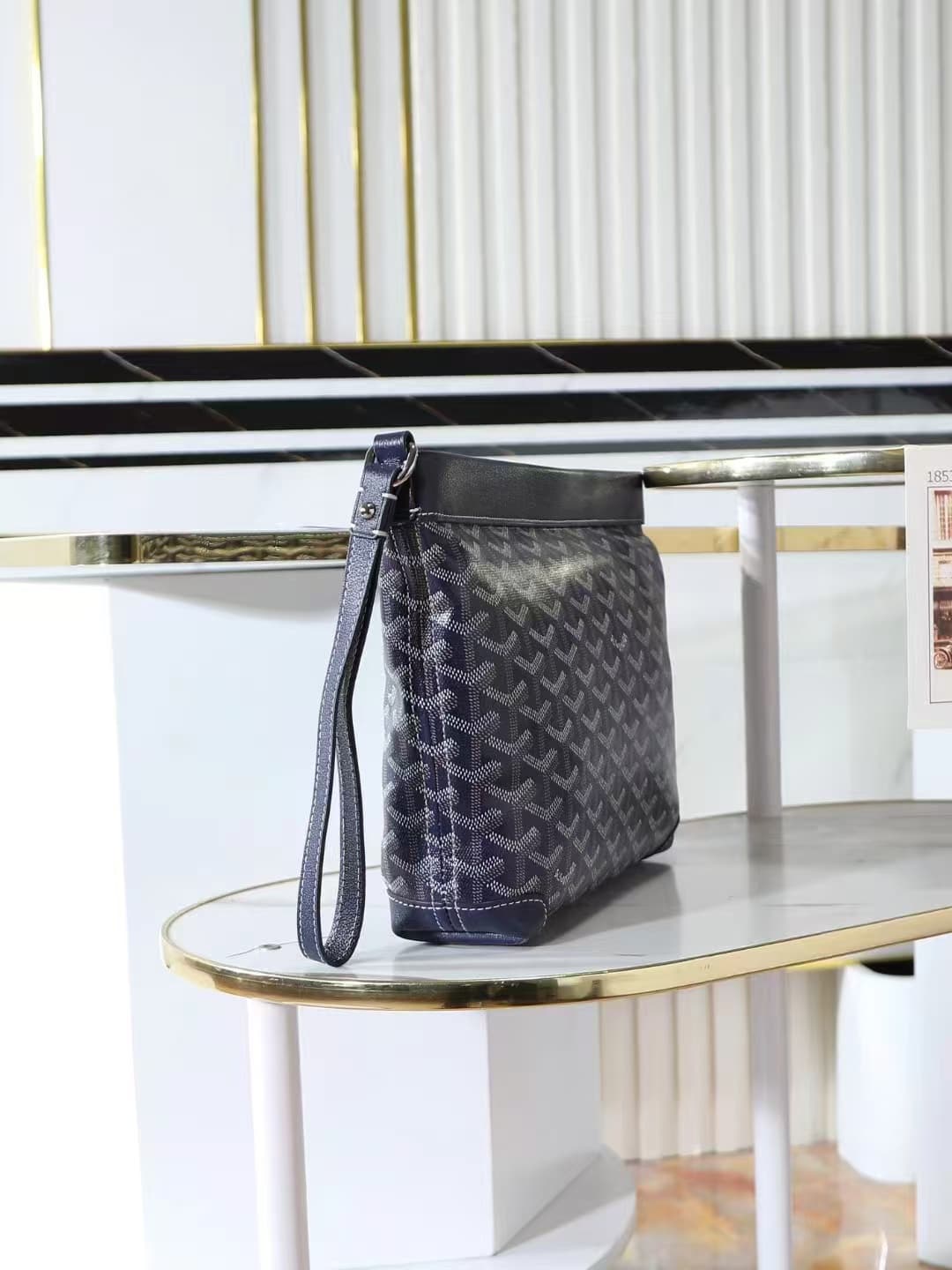 Goyard Conti pouch Goyardine canvas and Chevroches Calfskin Navy Blue High