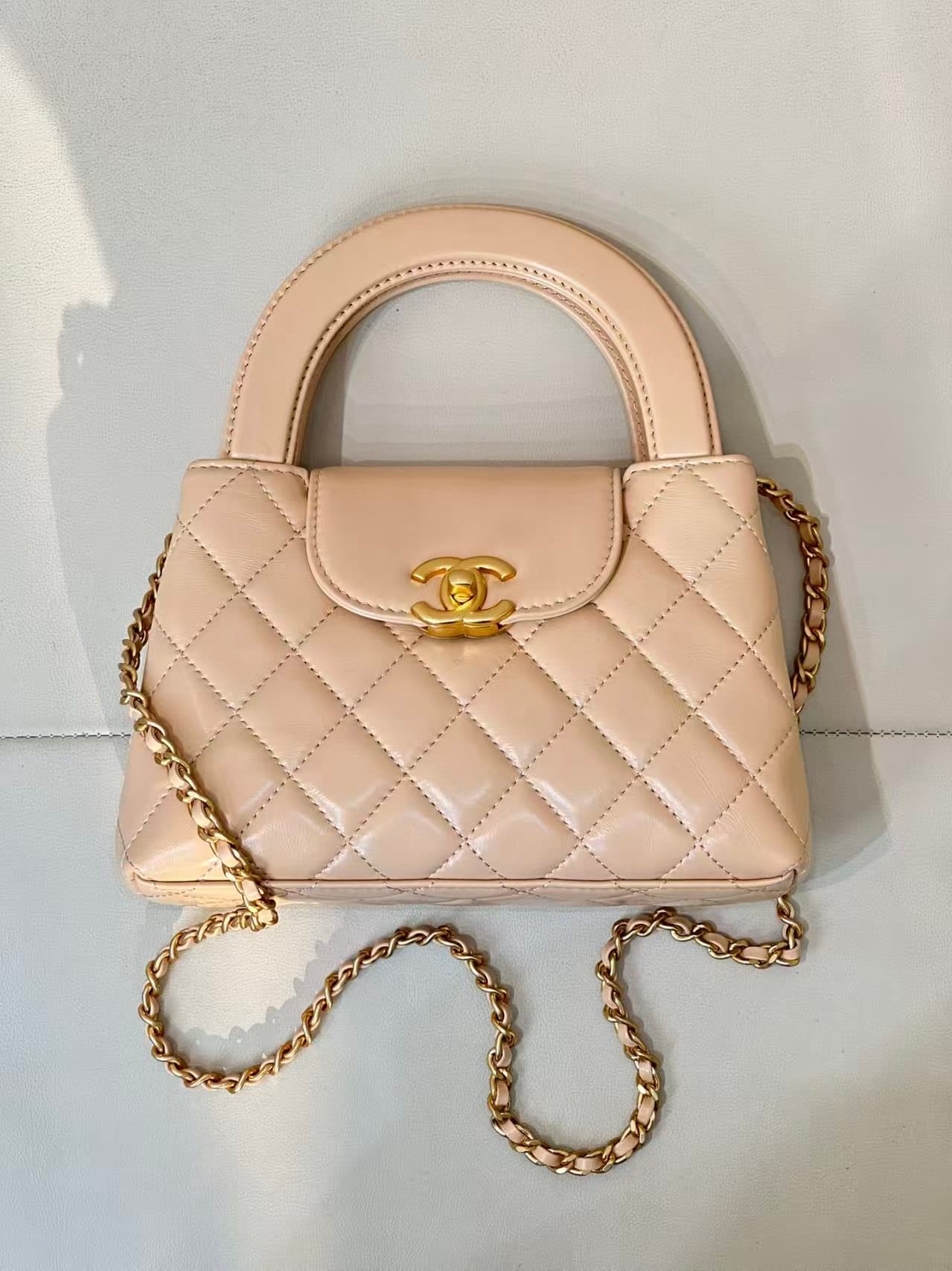 Chanel MINI SHOPPING BAG AS4416 Shiny Aged Calfskin & Gold-Tone Metal Beige TOP