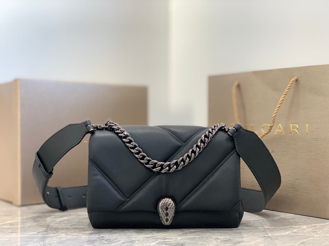 BVLGARI Serpenti Cabochon Small Cross-body Bag Black High