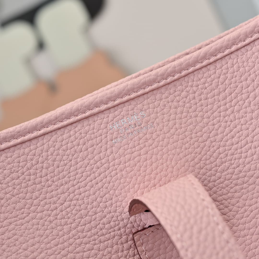 Hermes Evelyne III PM Bag Clemence Leather In Pink High