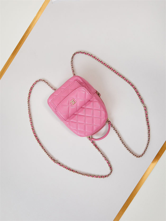 Chanel Mini Backpack Grained Calfskin Gold-Tone Metal AP3753 Pink A