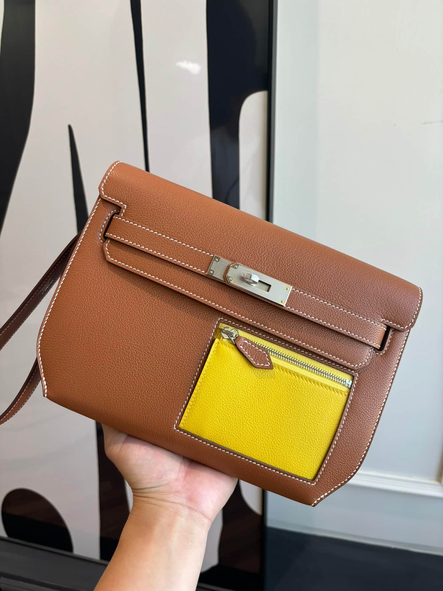 Hermes Kelly Depeches 25 Pouch Evercolor Leather WAX High
