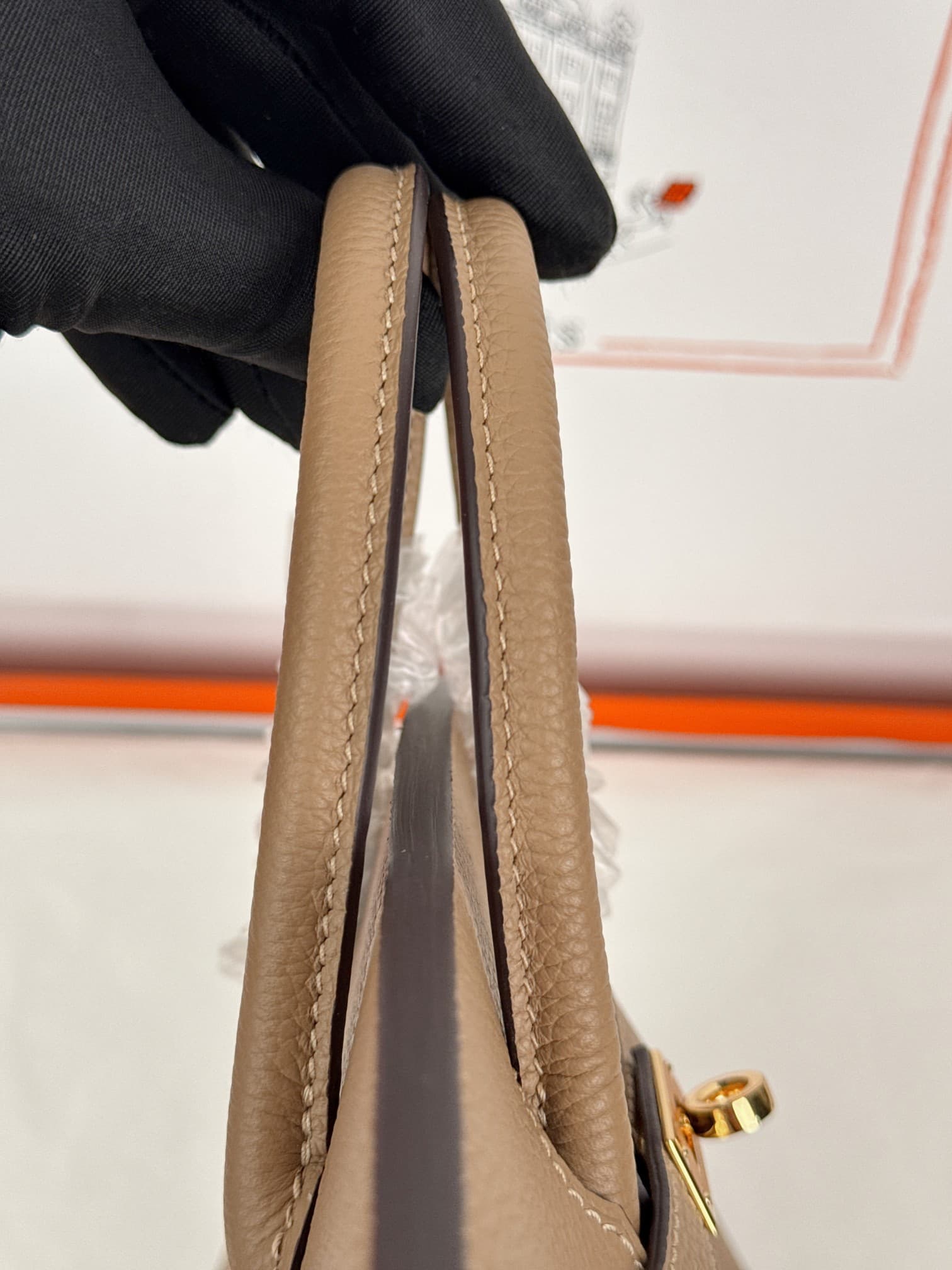 Hermes Birkin 25/30 Bag Togo Calfskin Leather Chai High