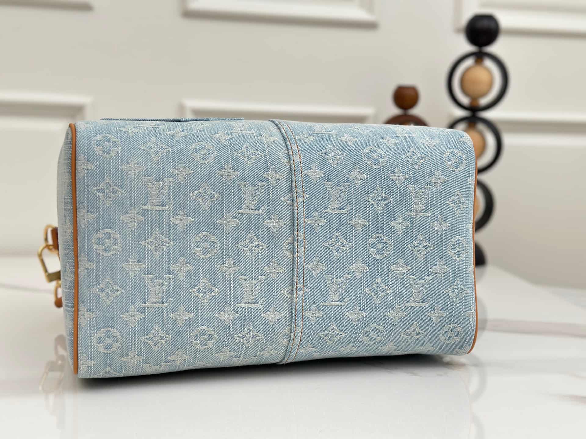 Louis Vuitton Speedy 30 Bandoulière Blue Monogram Denim M2A209 High