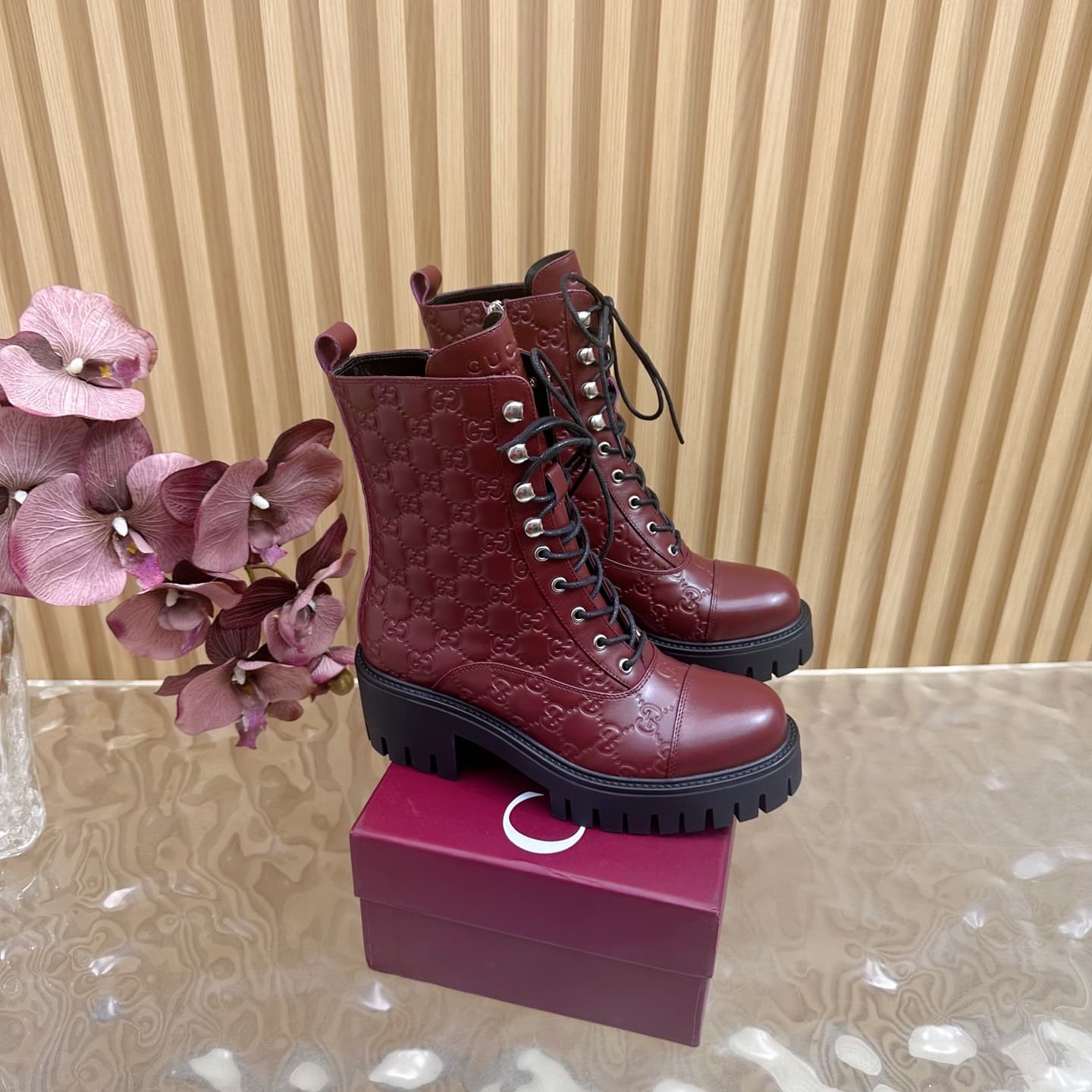 Gucci Women's lace-up ankle boot with GG