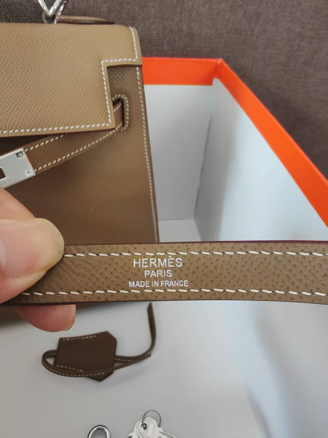 Hermes Kelly 25/28/32cm Sellier Bag Epsom Leather Silver/Gold Metal In Etoupe WAX High