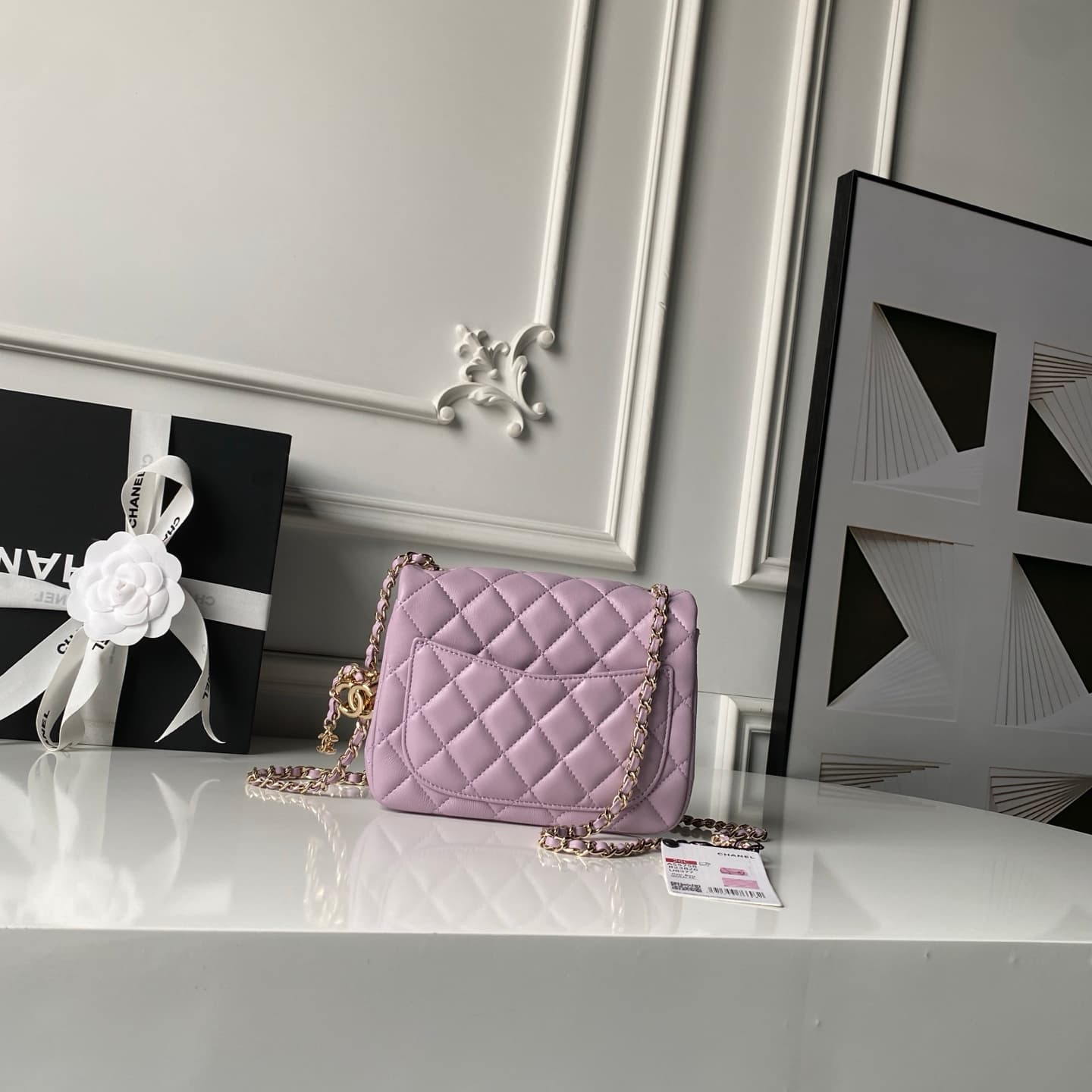 Chanel Mini Classic Flap Bag Lambskin & Gold-Tone Metal AS5758 Light Purple High
