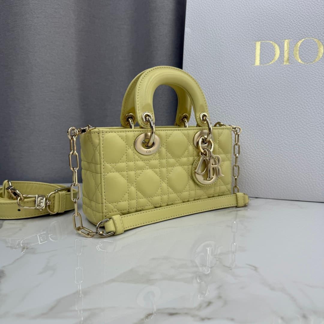 Dior Lady D-Joy Bag Yellow Cannage Lambskin M0636 High