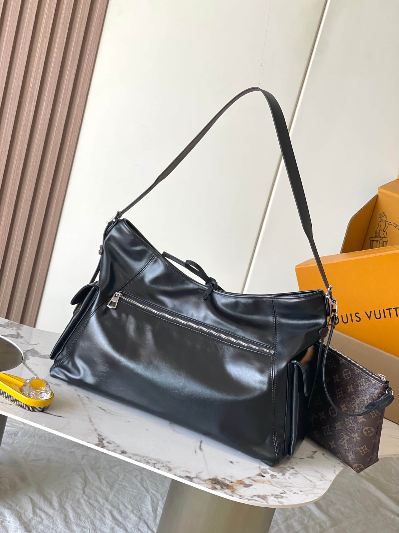 Louis Vuitton CarryAll Travel Bag Black Calf leather M15175 TOP