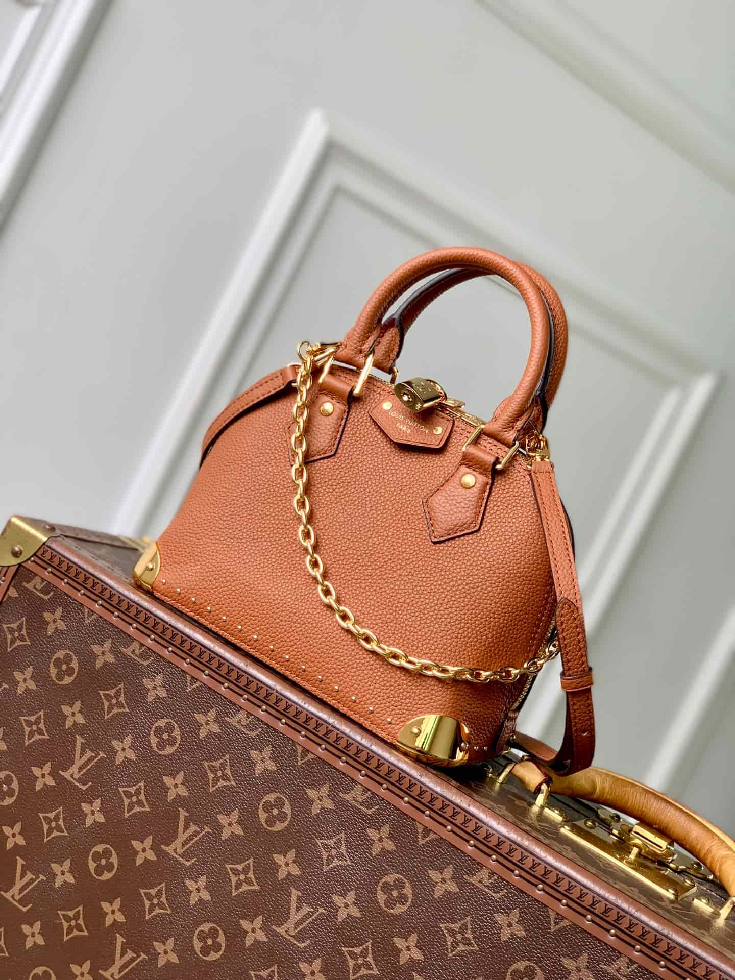 Louis Vuitton Alma Trunk BB Tan Calfskin leather M29091 High