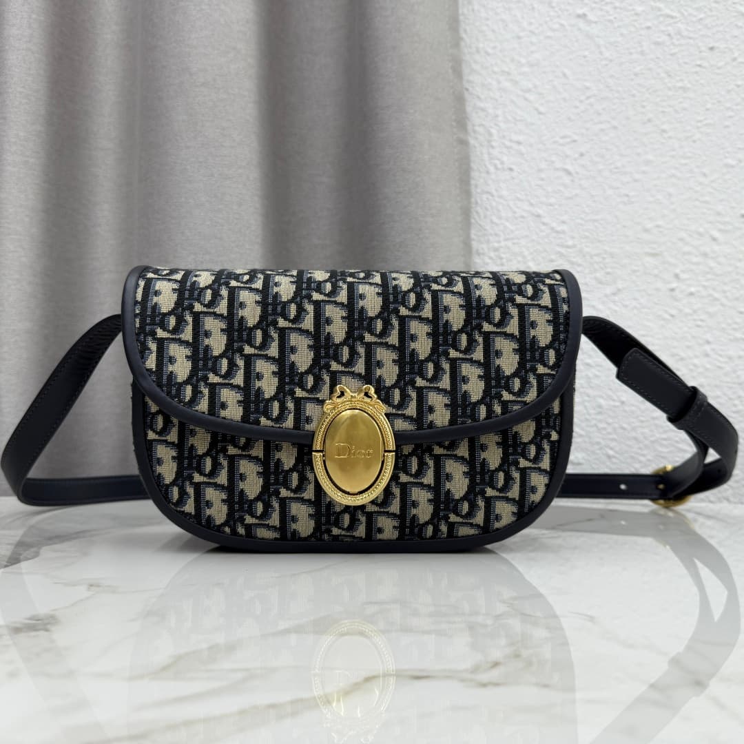 Dior Médaillon Flap Bag Blue Dior Oblique Jacquard M3922 High