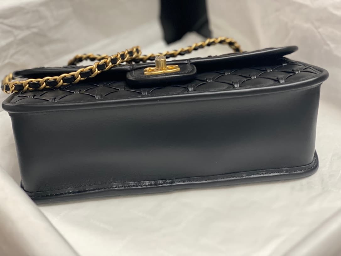 Chanel Small Flap Bag Metallized Braided Calfskin & Gold-Tone Metal  Black AS4797 High