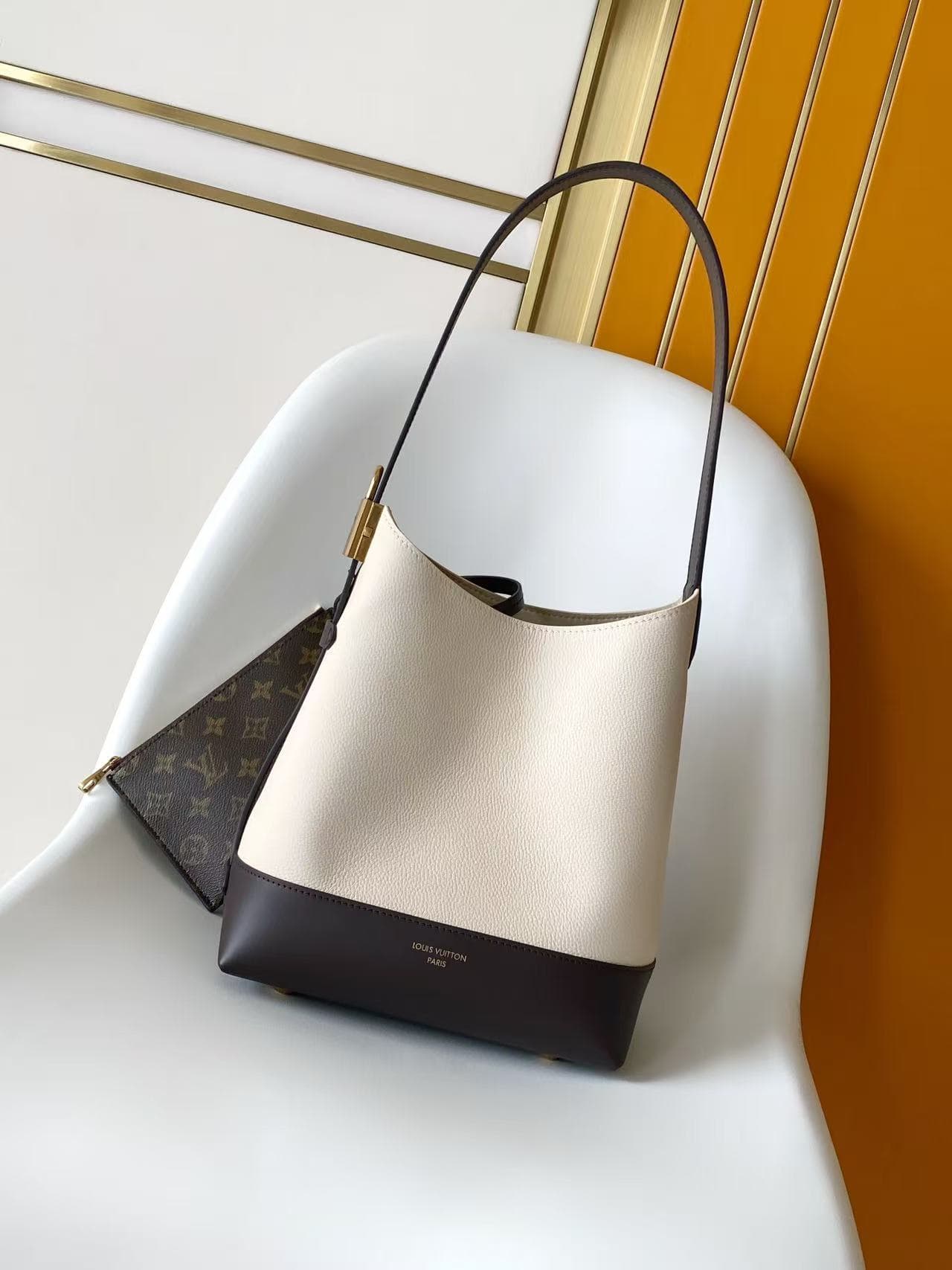 Louis Vuitton Low Key Hobo PM Bicolor Moonstone Brown Calfskin leather M29068 High