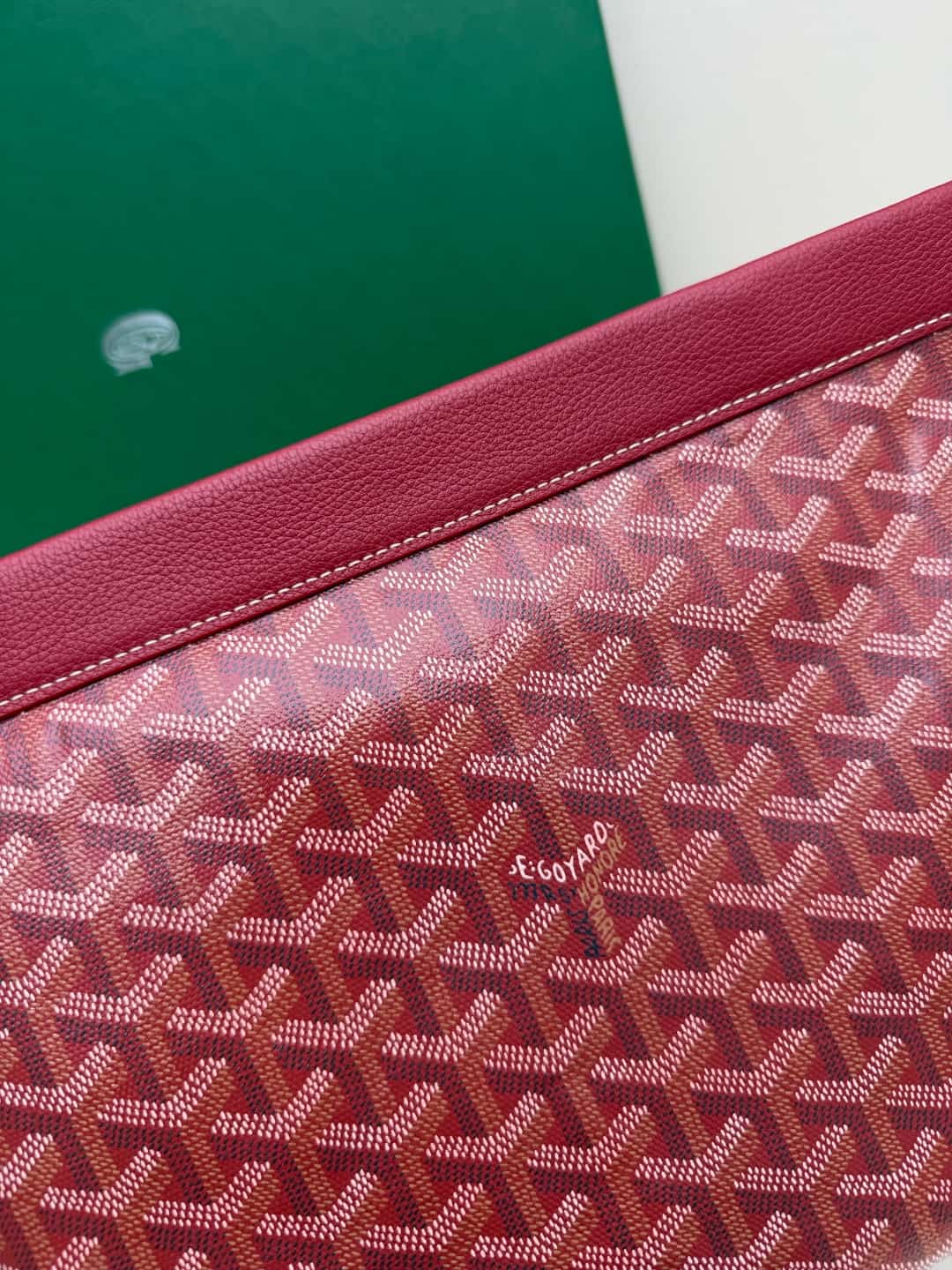 Goyard Conti pouch Goyardine canvas and Chevroches Calfskin Burgandy High