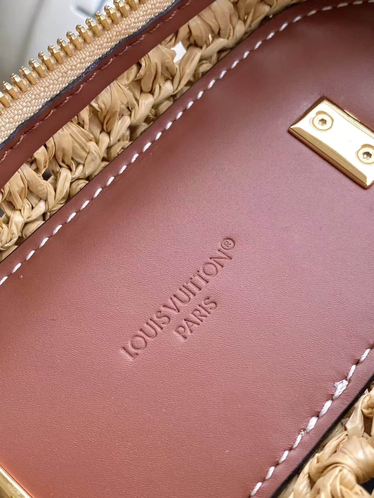 Louis Vuitton Vanity Chain Pouch Natural Tan Raffia M14303 High