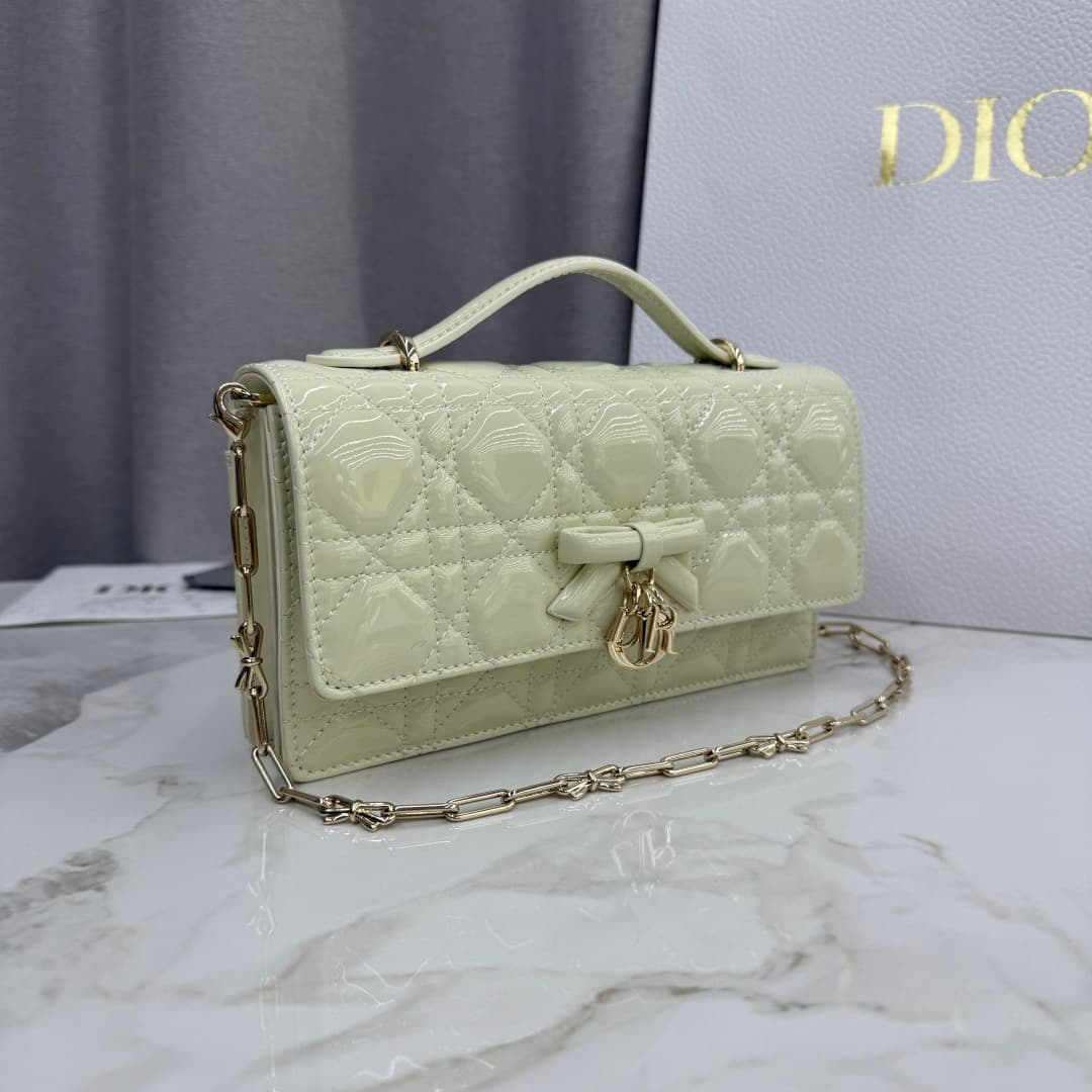 My Dior Mini Bag Cream Patent Cannage Lambskin With Leather Bow High