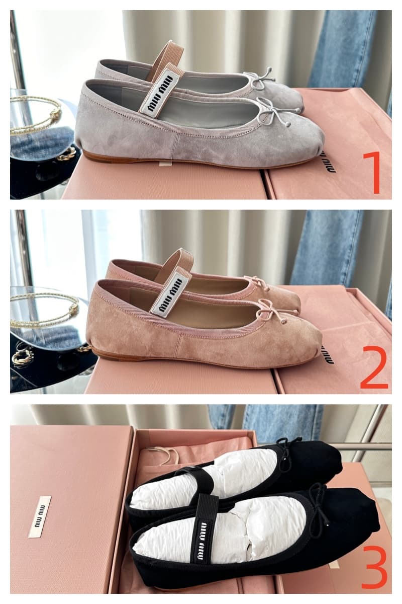 Miu Miu Suede Ballet Flat Shoes Women