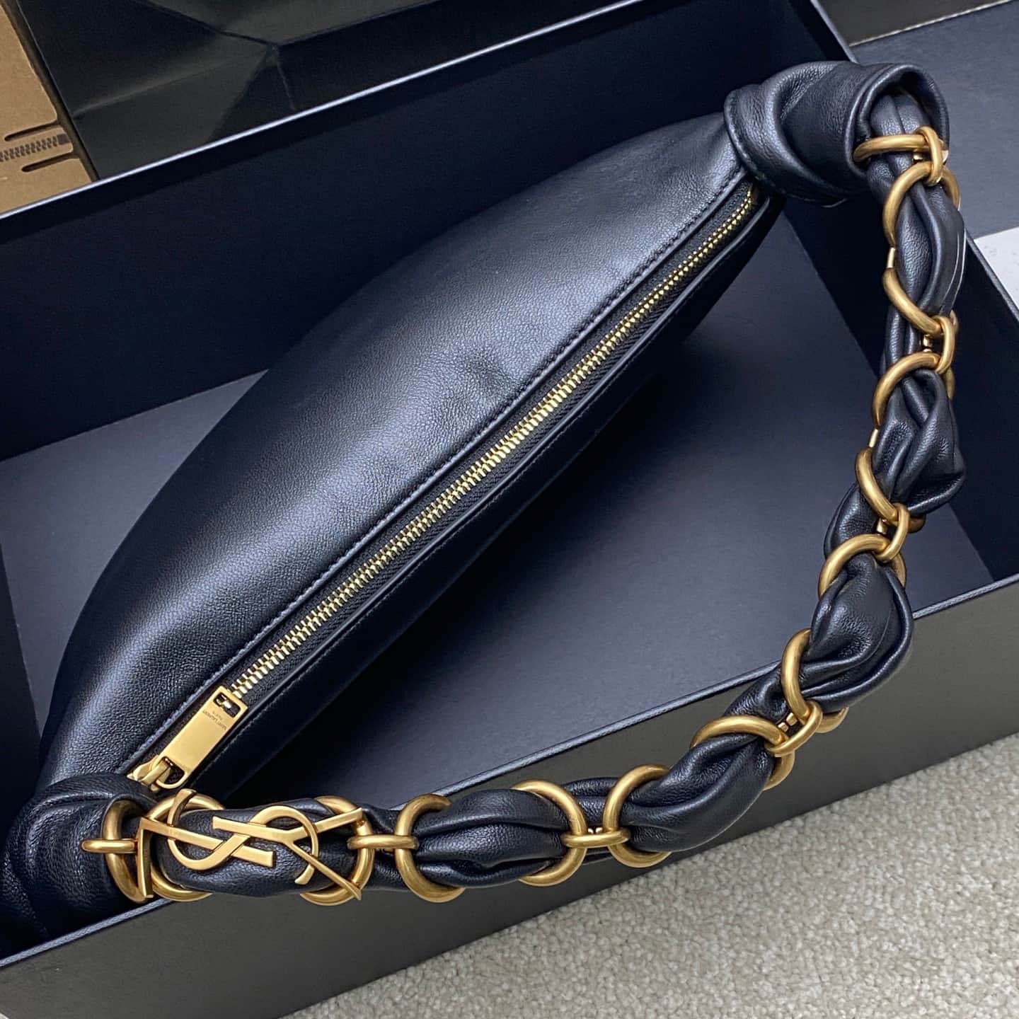 Saint Laurent AMALIA mini hobo in Black Lambskin 862558 High