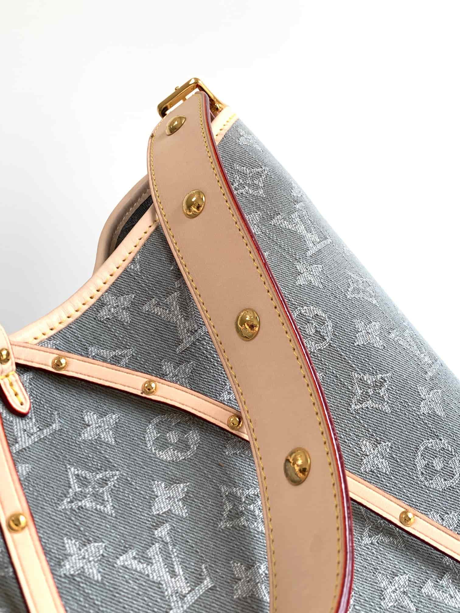 Louis Vuitton Carryall MM bag Washed Gray Denim Monogram Canvas M13289 High