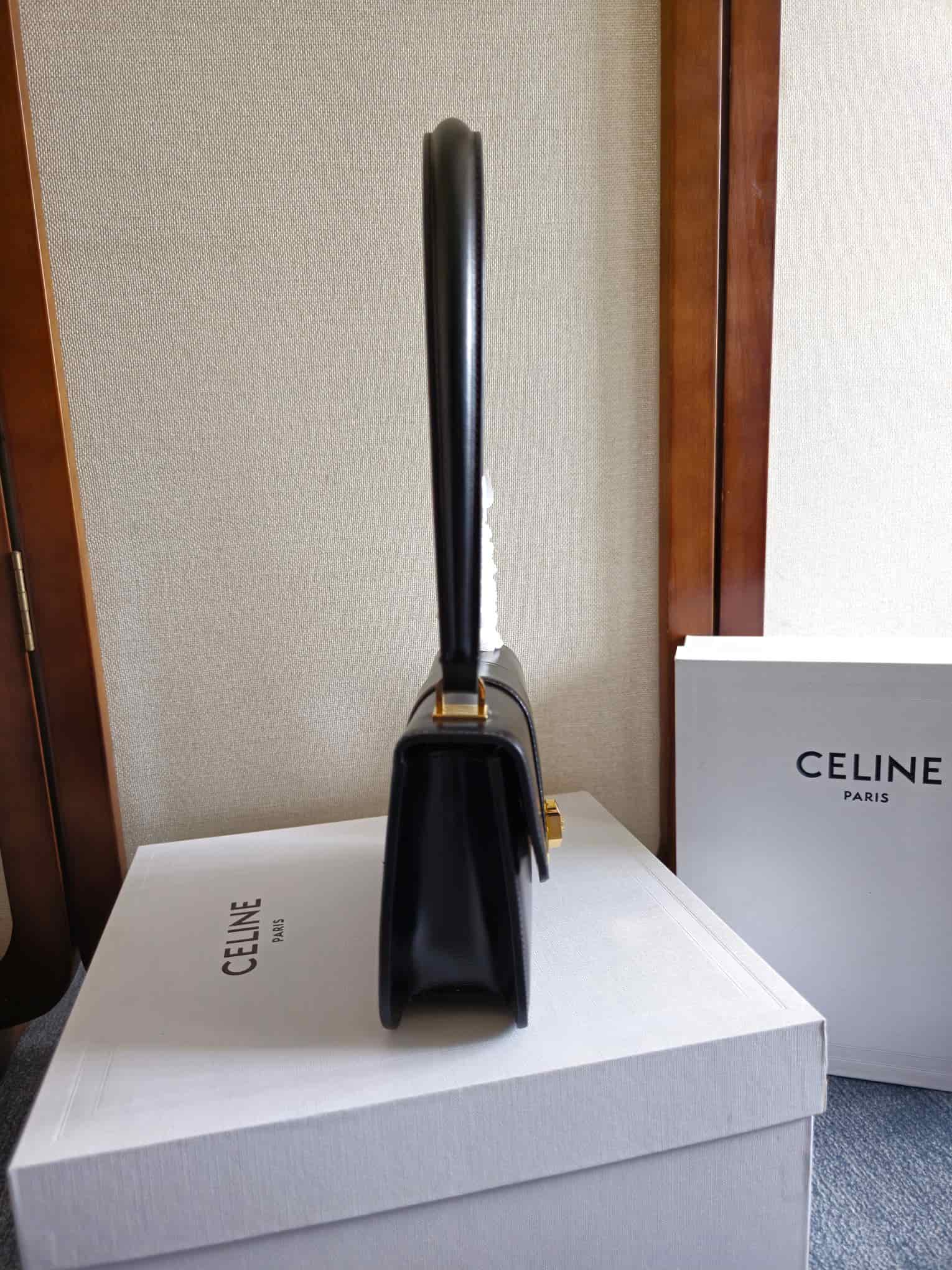 Celine Josephine Teen Bag in Black Patent Calfskin High