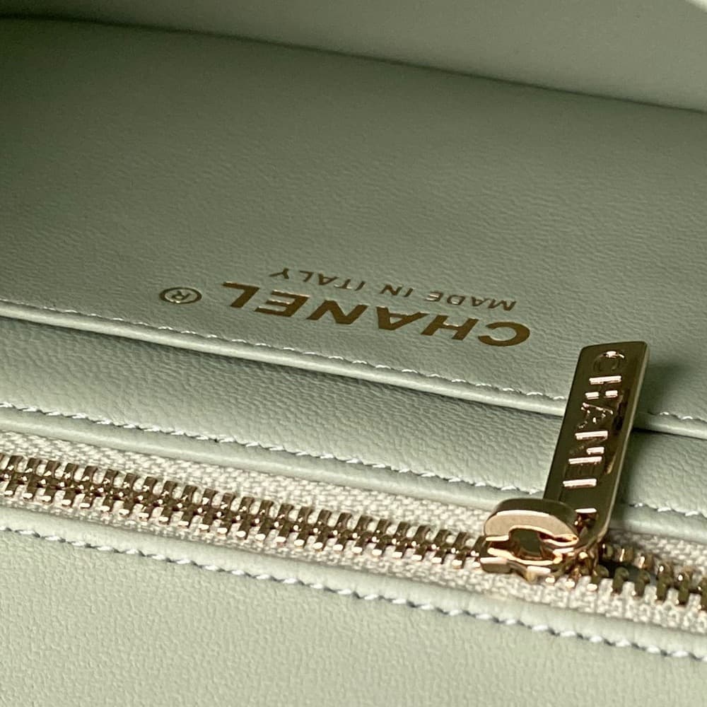 Chanel Mini Classic Flap Bag Lambskin & Gold-Tone Metal AS5758 Light Green High