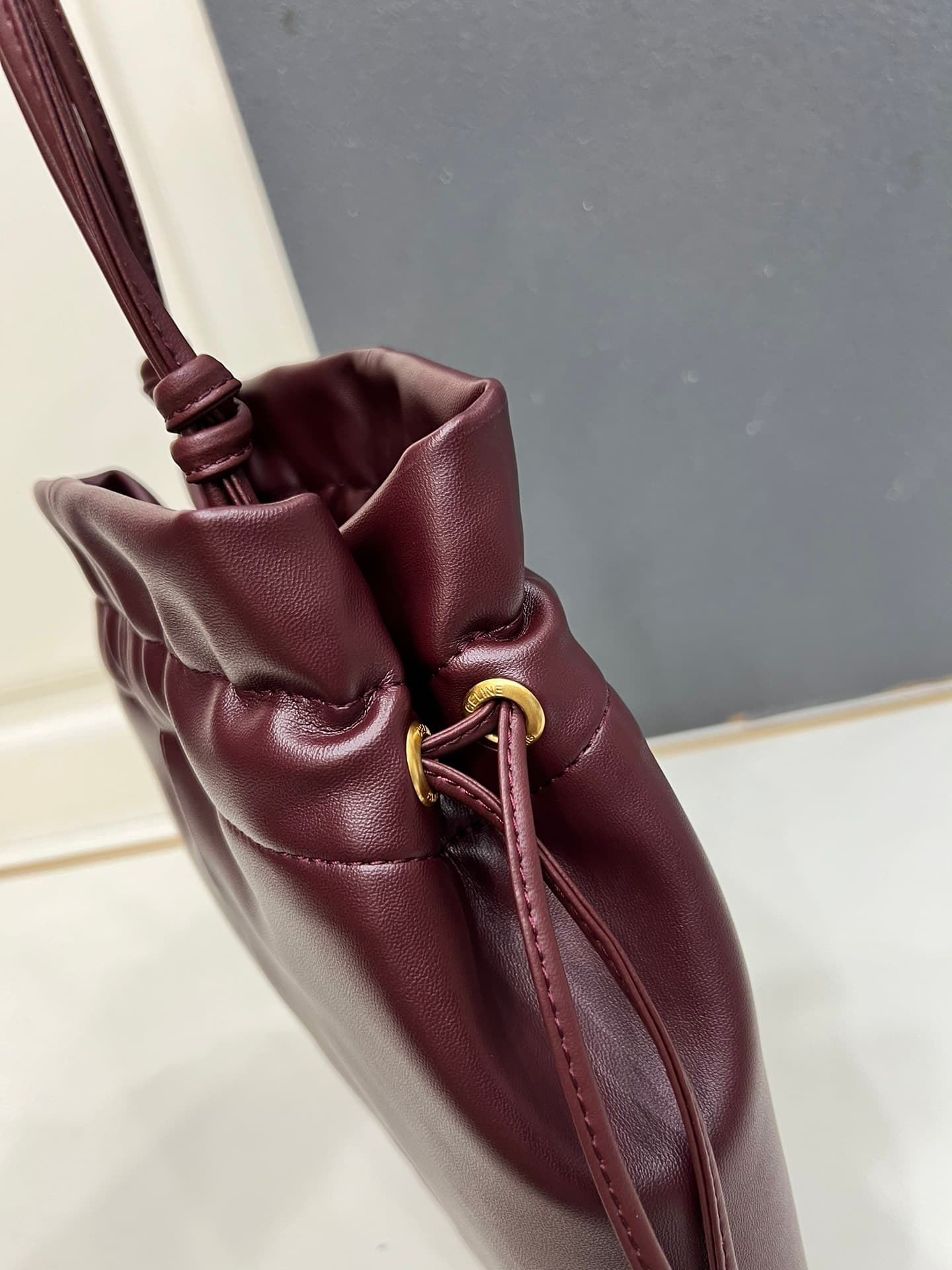 Celine SMALL CRYSTAL POUCH IN LAMBSKIN SYRAH High