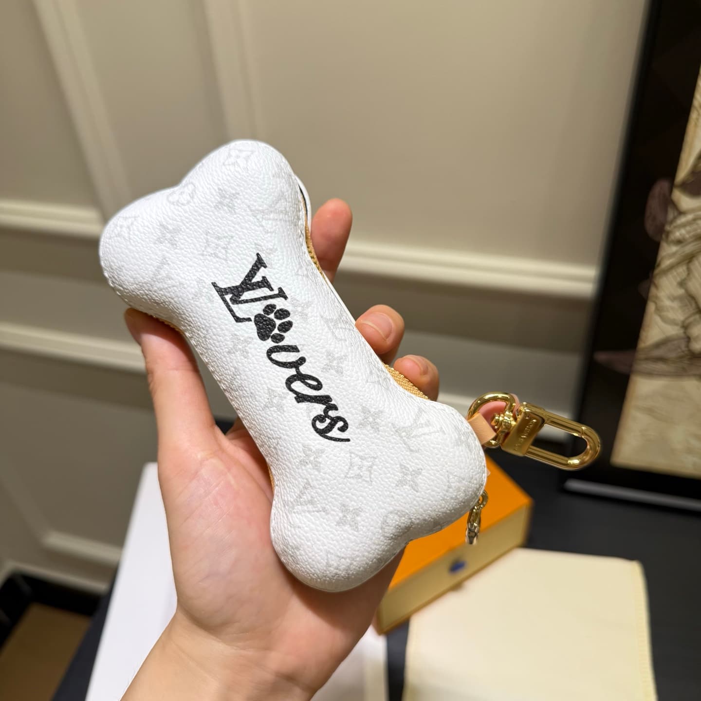Louis Vuitton Monogram Bone LV Lovers Bag Charm and Key Holder