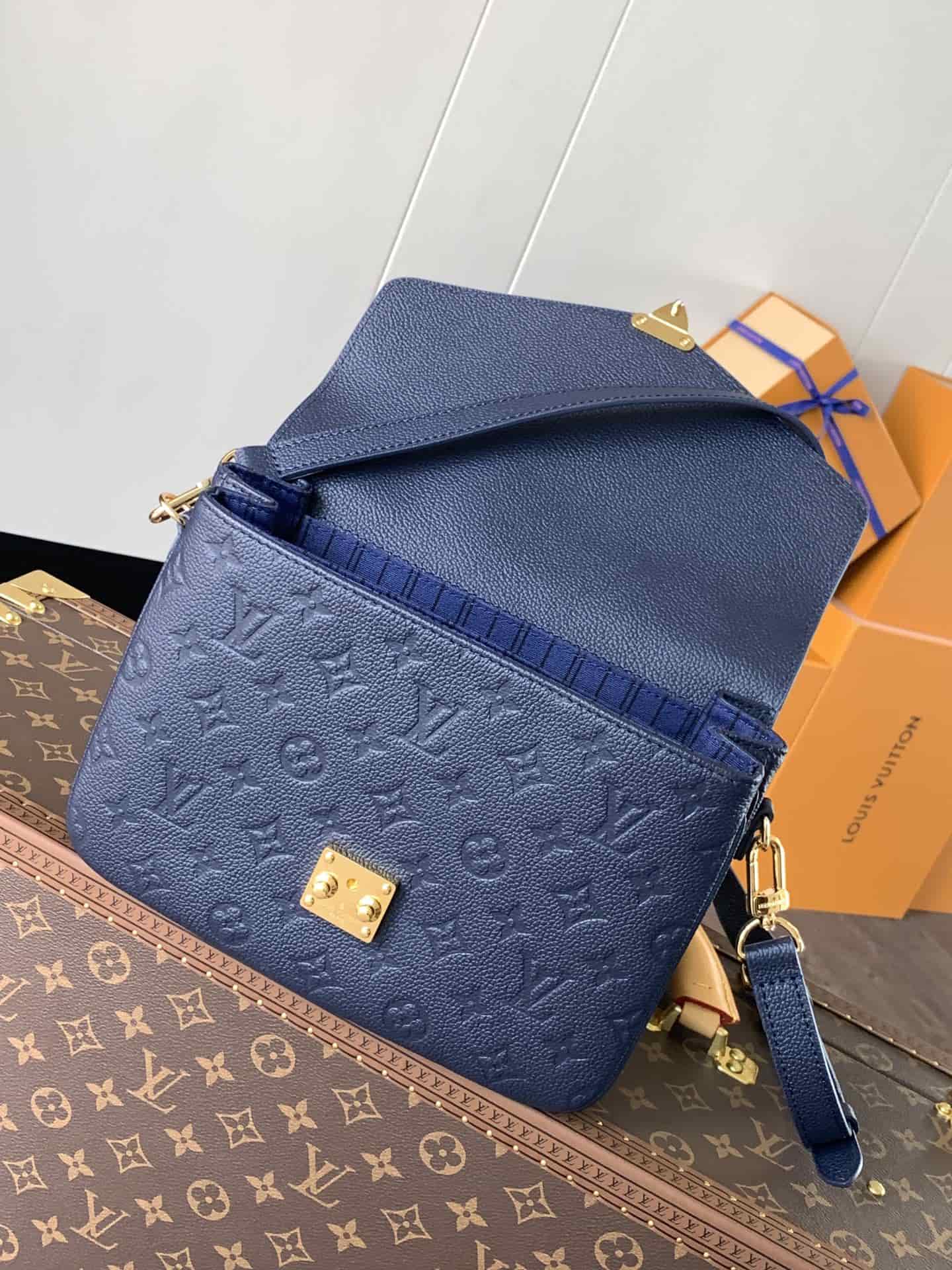 Louis Vuitton POCHETTE METIS Bag Monogram Empreinte Navy Blue M47142 High