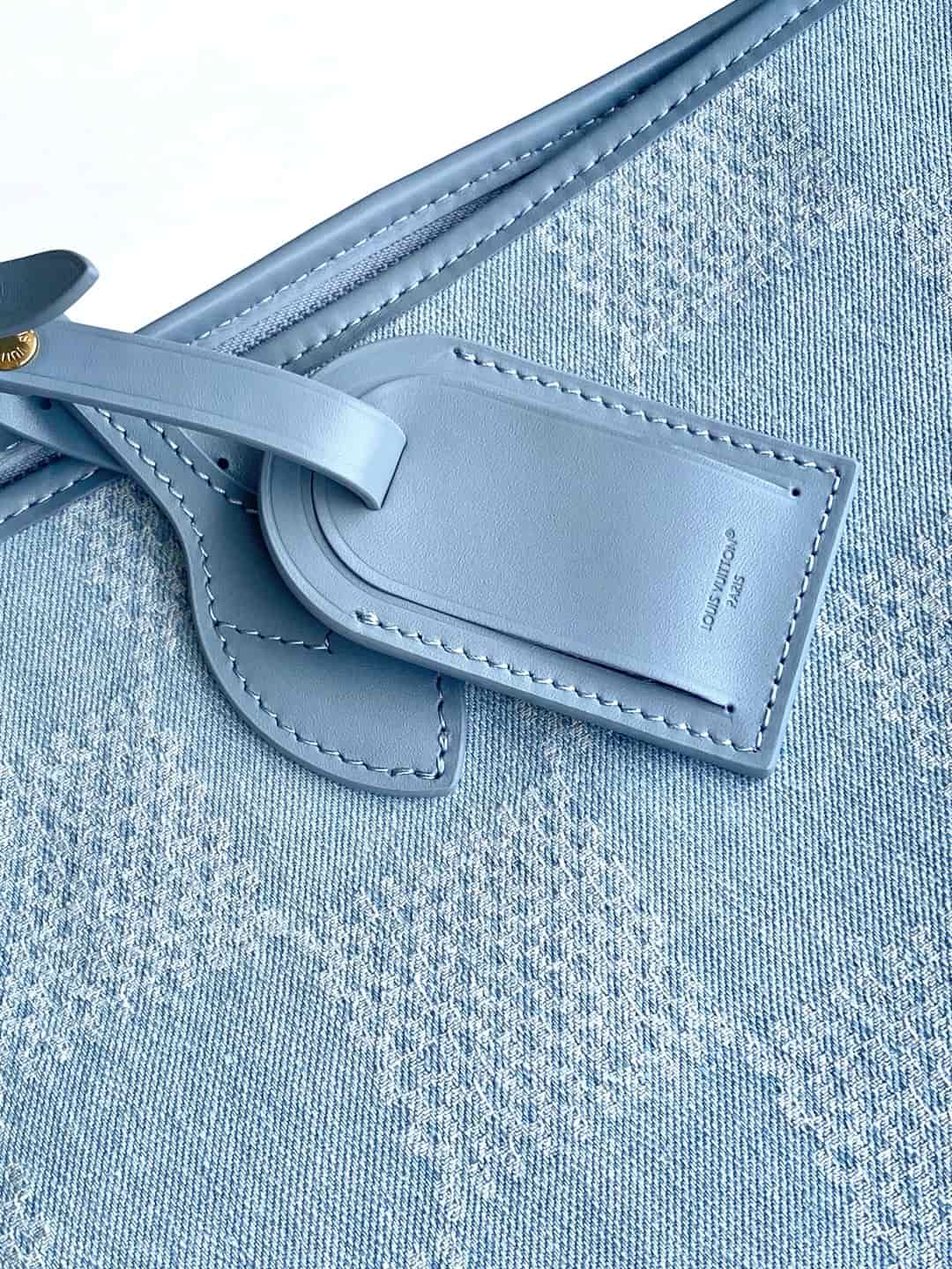 Louis Vuitton Nevereverfull Denim Blue Damier Denim 3D cotton canvas N00198 High